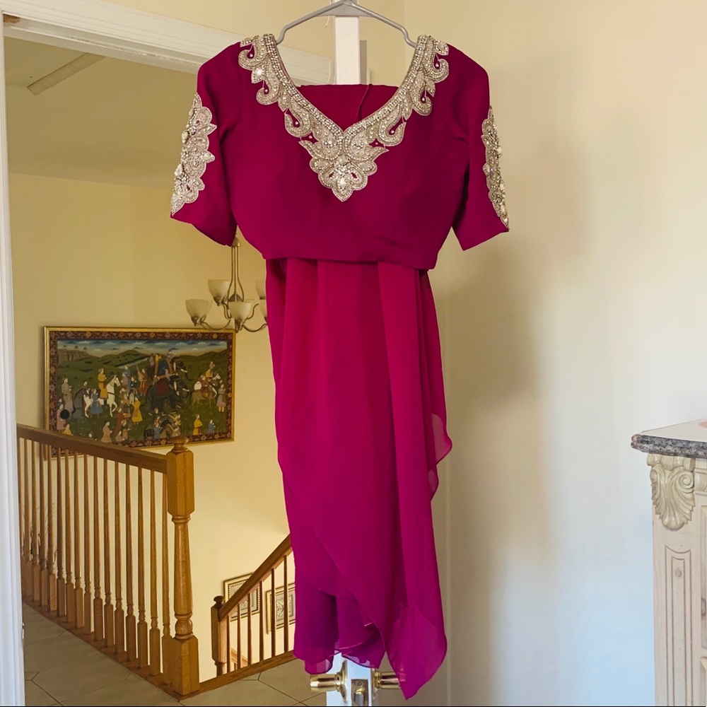 Purple Saree with Silver Embroidery